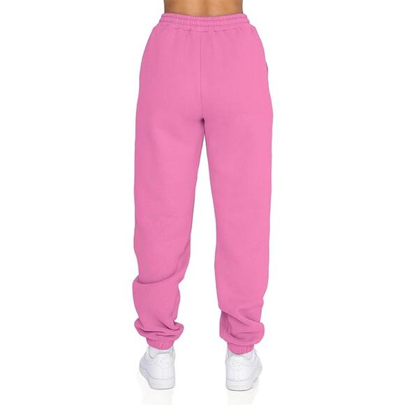 New Size Medium Pink Fleece Lined, High Waisted, Cotton Jogger Sweatpants - Picture 4 of 5